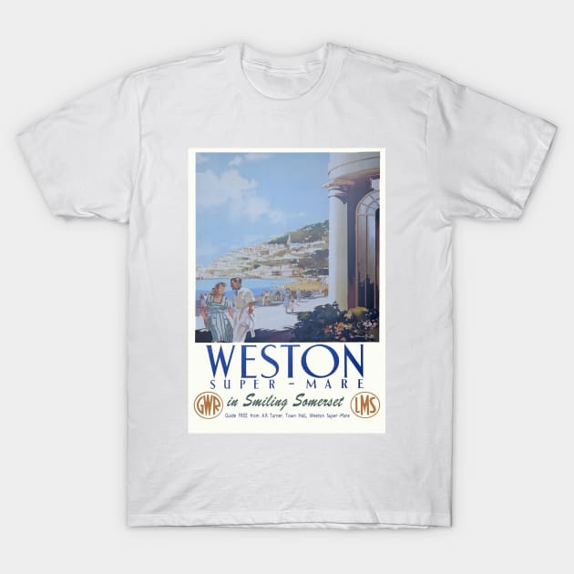 Vintage GWR travel poster advert for Weston Super - Mare T-Shirt by Random Railways